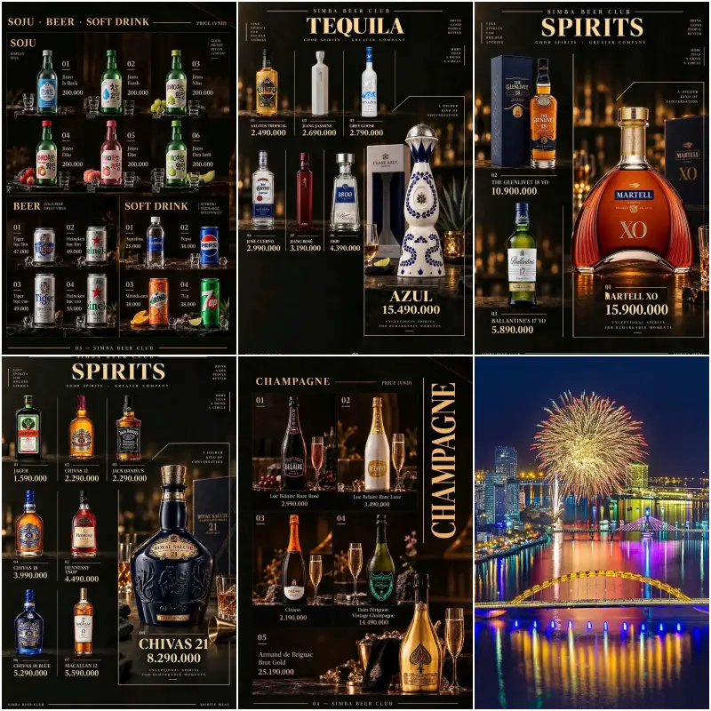 심바 비어클럽 소주·맥주·음료·양주·샴페인 가격 메뉴판